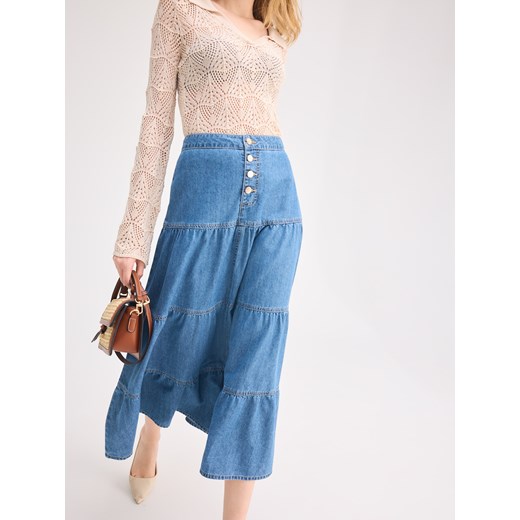 Mohito - Jeansowa spódnica midi - niebieski Mohito 34 Mohito