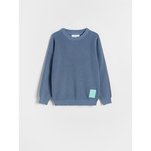 Reserved - Strukturalny sweter z bawełny - granatowy ze sklepu Reserved w kategorii Swetry chłopięce - zdjęcie 179322220