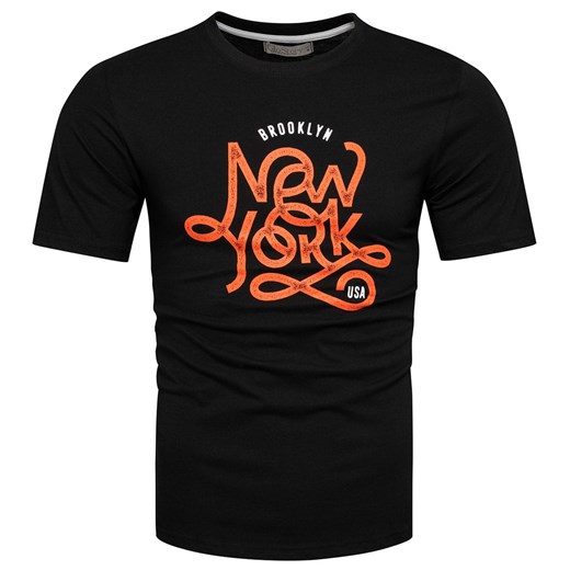T-shirt męski czarny z printem 100% bawełna Recea ze sklepu Recea.pl w kategorii T-shirty męskie - zdjęcie 179326001