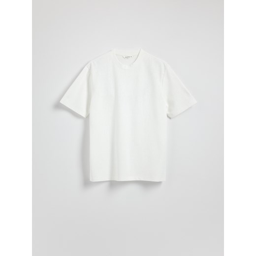 Reserved - Strukturalny t-shirt comfort fit - złamana biel Reserved XXL Reserved