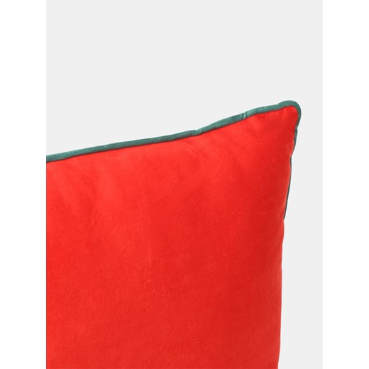 Sinsay - Welwetowa poduszka z ozdobną zieloną lamówką - czerwony Sinsay One Size Sinsay