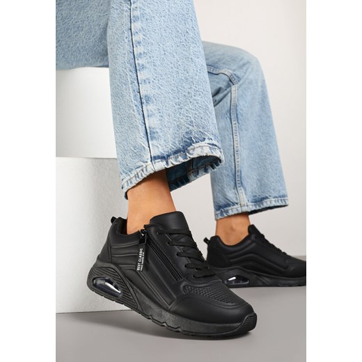 Czarne Sneakersy z Tłoczoną Cholewką i Napisami Tosilea ze sklepu renee.pl w kategorii Buty sportowe damskie - zdjęcie 179328282