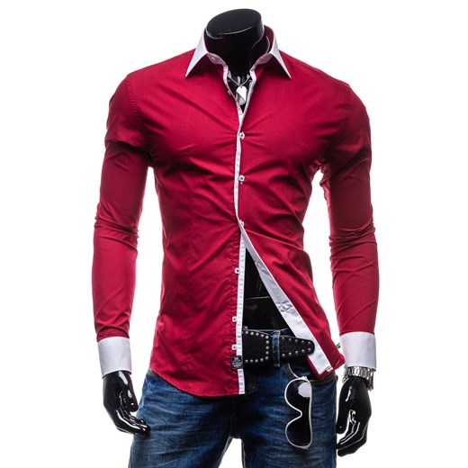 Koszula męska BY MIRZAD 2782 czerwona - CZERWONY denley-pl czerwony Koszule z długim rękawem męskie