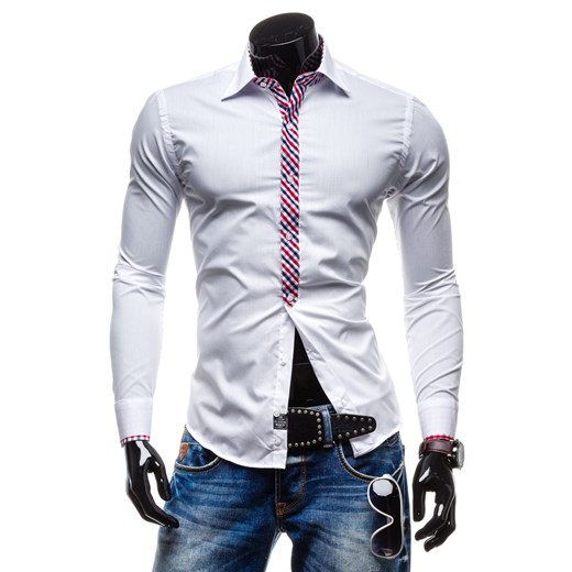 Koszula męska BY MIRZAD 4769 biała - BIAŁY denley-pl szary długi rękaw