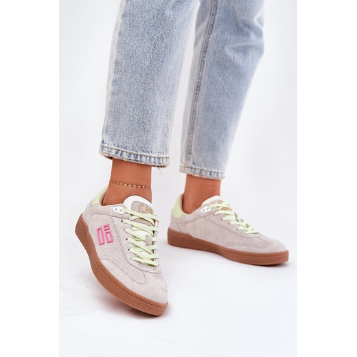 Sneakersy Buty Sportowe Damskie Zamszowe Zgaszona Biel D.Franklin DFSH387005 ze sklepu ZAZOO w kategorii Buty sportowe damskie - zdjęcie 179332001