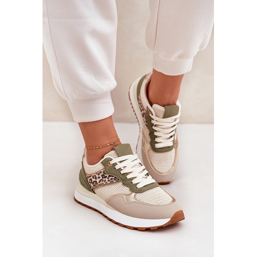 Damskie Buty Sportowe Sneakersy Panterka Platforma Zielone Davinara ze sklepu ZAZOO w kategorii Buty sportowe damskie - zdjęcie 179332082