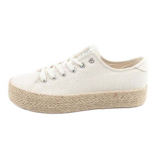 Buty Lee Cooper LCW-25-02-3284L espadryle białe beżowy ze sklepu ButyModne.pl w kategorii Espadryle damskie - zdjęcie 179333770