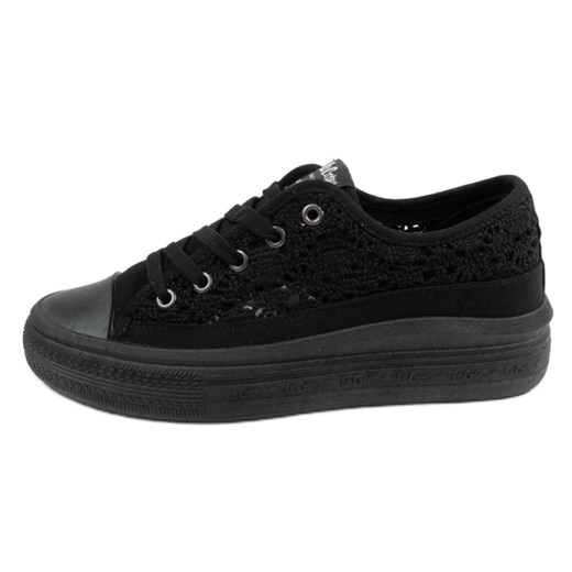 Buty Lee Cooper LCW-23-44-1618L trampki koronkowe czarne ze sklepu ButyModne.pl w kategorii Trampki damskie - zdjęcie 179333773