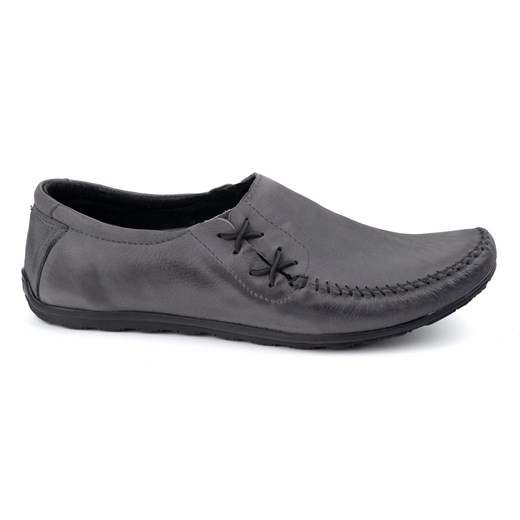 Olivier Buty męskie mokasyny skórzane wsuwane 306KZ szare ze sklepu ButyModne.pl w kategorii Mokasyny męskie - zdjęcie 179333780