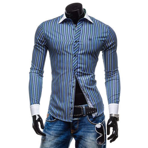 Koszula męska BY MIRZAD 4771 zielona - ZIELONY denley-pl niebieski długi rękaw