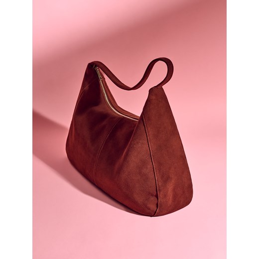Reserved - Zamszowa torebka shopper - bordowy ze sklepu Reserved w kategorii Torebki hobo - zdjęcie 179335933