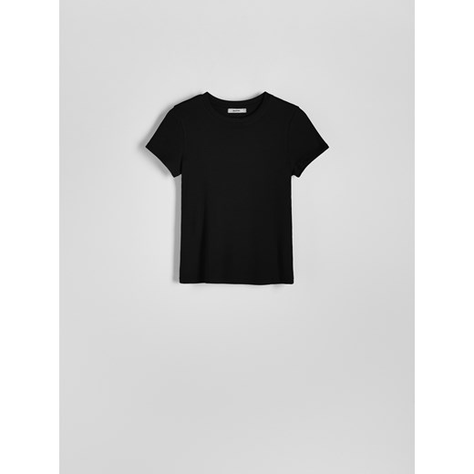 Reserved - Bawełniany t-shirt - czarny ze sklepu Reserved w kategorii Bluzki damskie - zdjęcie 179336502