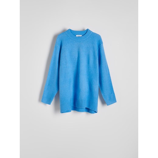Reserved - Sweter oversize z domieszką wełny - niebieski ze sklepu Reserved w kategorii Swetry damskie - zdjęcie 179336940
