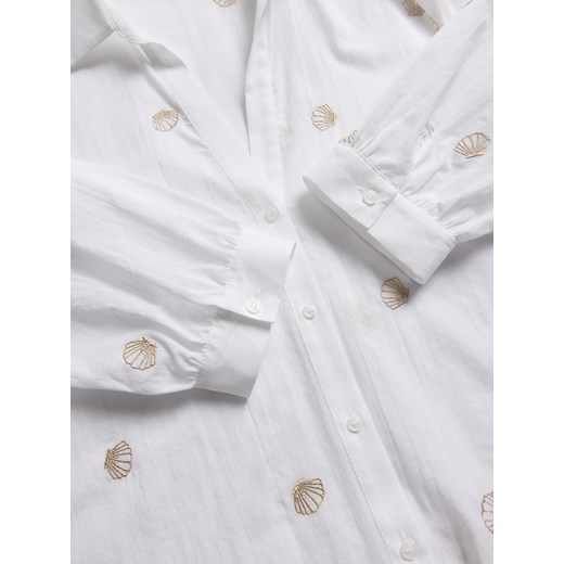 Reserved koszula damska z haftem biała z bawełny 