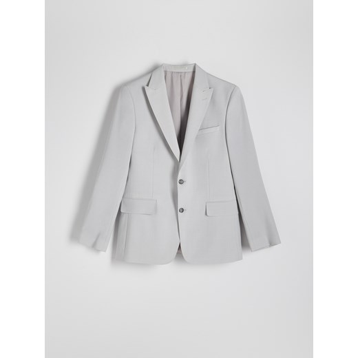 Reserved - Marynarka slim fit z wełną - beżowy ze sklepu Reserved w kategorii Marynarki męskie - zdjęcie 179338893