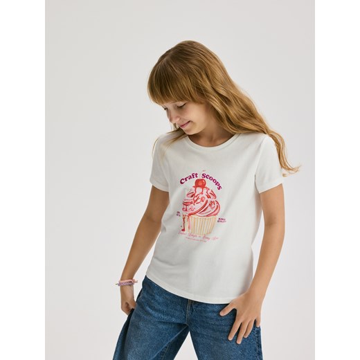 Reserved - T-shirt z nadrukiem - wielobarwny ze sklepu Reserved w kategorii Bluzki dziewczęce - zdjęcie 179338931