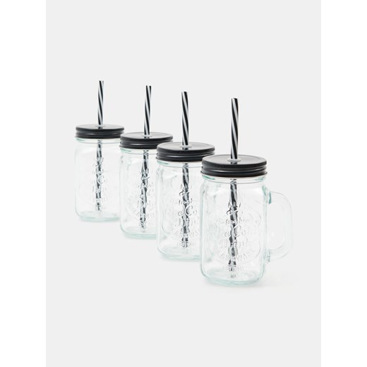 Sinsay - Kubek ze słomką 4 pack - czarny Sinsay One Size Sinsay