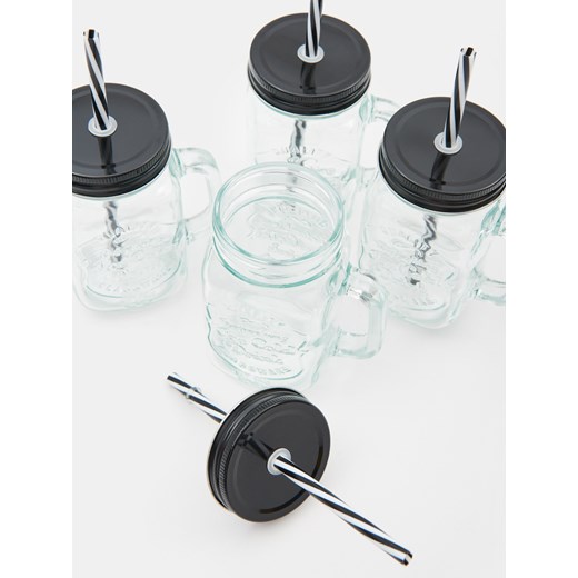 Sinsay - Kubek ze słomką 4 pack - czarny Sinsay One Size Sinsay