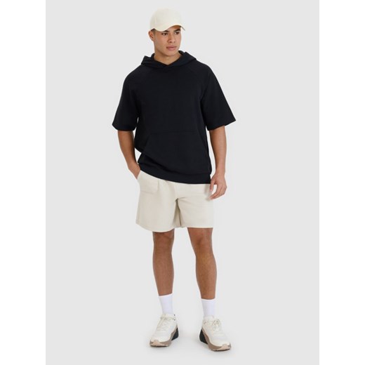 Męska bluza dresowa z krótkim rękawem 4F 4FWSS25TSWSM1538 - czarna ze sklepu Sportstylestory.com w kategorii Bluzy męskie - zdjęcie 179341580