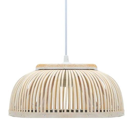 Biała lampa wisząca z drewna wierzbowego - EX219-Ablo ze sklepu Edinos.pl w kategorii Lampy wiszące - zdjęcie 179342413