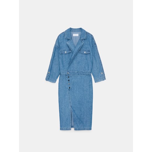 Mohito - Jeansowa sukienka midi - niebieski ze sklepu Mohito w kategorii Sukienki - zdjęcie 179342560