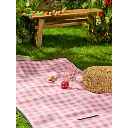 Sinsay - Koc piknikowy w różową kratę - różowy ze sklepu Sinsay w kategorii Akcesoria plażowe - zdjęcie 179343784