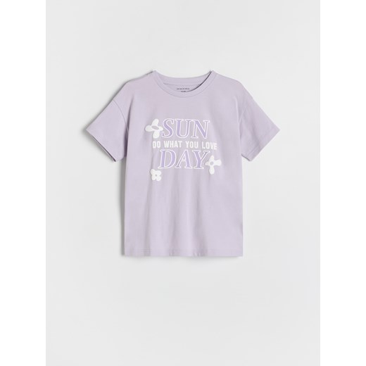 Reserved - T-shirt z nadrukiem - lawendowy ze sklepu Reserved w kategorii Bluzki dziewczęce - zdjęcie 179347863