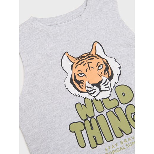 Sinsay - Koszulka z nadrukiem bez rękawów - szary Sinsay 128 Sinsay