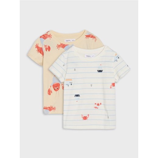 Sinsay - Koszulki z krótkim rękawem 2 pack - kremowy - id: 020DZ-01X - marki Sinsay - 179349643 Sinsay - Koszulki z krótkim rękawem 2 pack - kremowy ze sklepu Sinsay w kategorii Kaftaniki i bluzki - zdjęcie 179349643