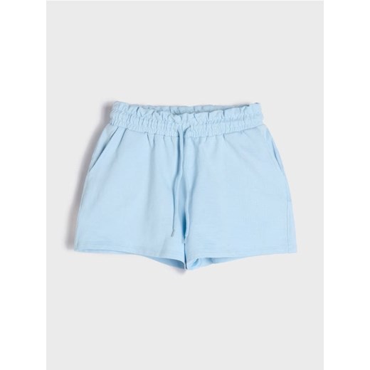 Sinsay - Szorty w stylu basic wiązane w pasie - niebieski Sinsay 158 Sinsay