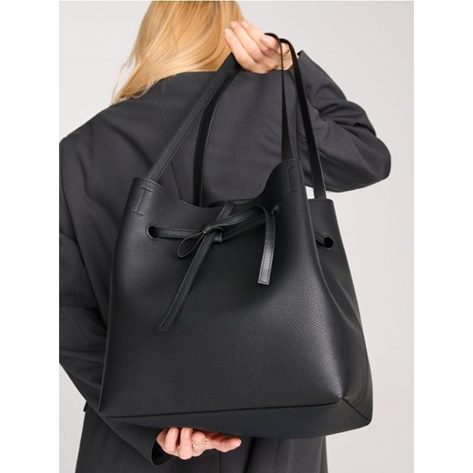 Sinsay - Torebka shopper z wiązaniem - czarny ze sklepu Sinsay w kategorii Torby Shopper bag - zdjęcie 179349821