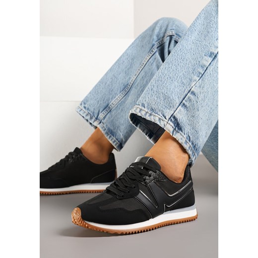 Czarne Sneakersy z Geometrycznym Wzorem i Metaliczną Wstawką Zolio ze sklepu renee.pl w kategorii Buty sportowe damskie - zdjęcie 179352432