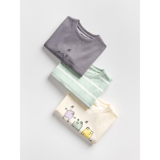 Reserved - Bawełniany t-shirt 3 pack - złamana biel ze sklepu Reserved w kategorii T-shirty chłopięce - zdjęcie 179353610