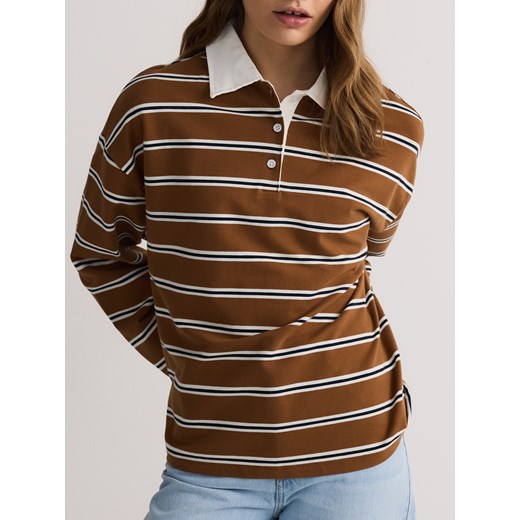 Reserved - Bluza z kołnierzykiem polo - wielobarwny ze sklepu Reserved w kategorii Bluzy damskie - zdjęcie 179354000