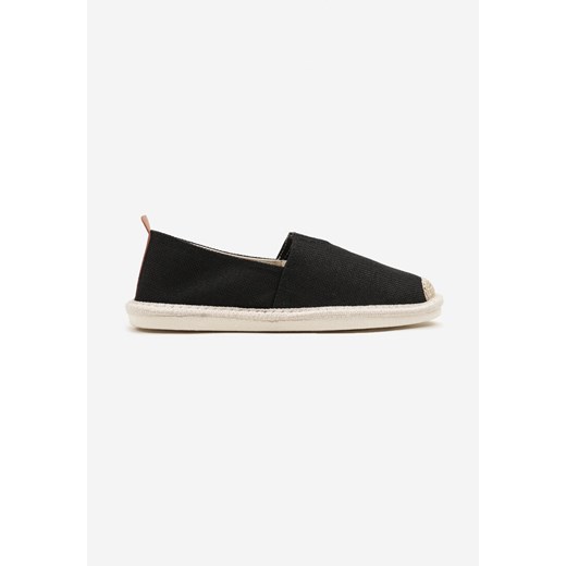 Czarne Trampki w Stylu Espadryli z Plecionym Zdobieniem i Elastyczną Wstawką Eveloiti ze sklepu born2be.pl w kategorii Espadryle męskie - zdjęcie 179354662