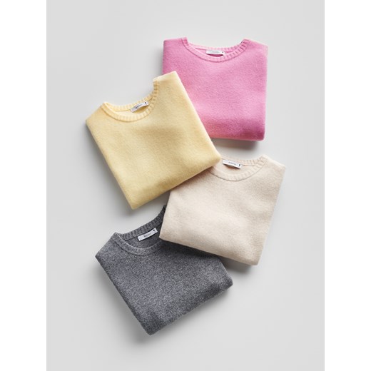 Reserved - Wełniany sweter z krótkimi rękawami - jasnożółty Reserved L Reserved