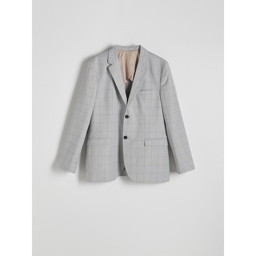 Reserved - Marynarka slim fit w kratę - jasnoszary ze sklepu Reserved w kategorii Marynarki męskie - zdjęcie 179356071