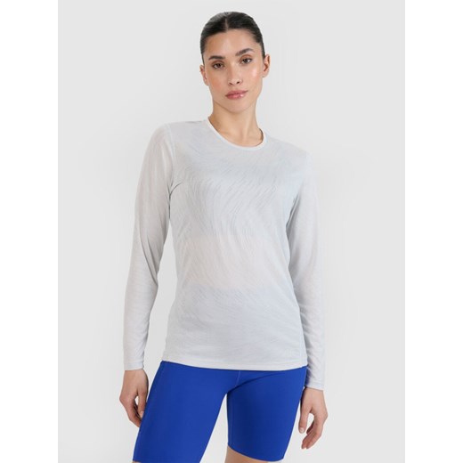 Damski longsleeve do biegania 4F 4FWSS25TFLOF328 - szary ze sklepu Sportstylestory.com w kategorii Bluzki damskie - zdjęcie 179358413