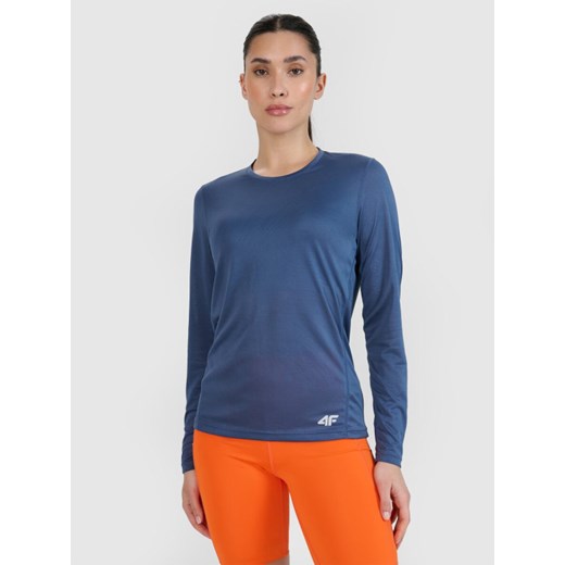 Damski longsleeve do biegania 4F 4FWSS25TFLOF328 - niebieski ze sklepu Sportstylestory.com w kategorii Bluzki damskie - zdjęcie 179358422