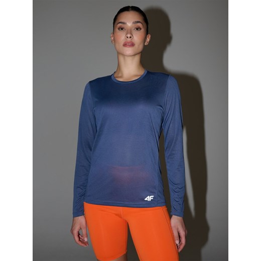 Damski longsleeve do biegania 4F 4FWSS25TFLOF328 - niebieski ze sklepu Sportstylestory.com w kategorii Bluzki damskie - zdjęcie 179358423
