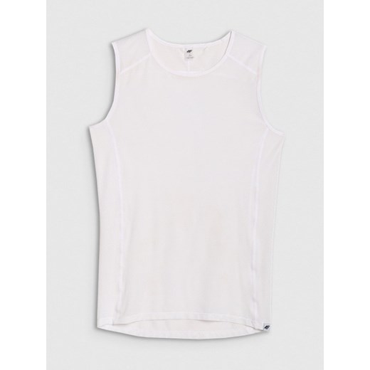 Męska koszulka kolarska bez rękawów 4F 4FWSS25TFSLM433 - biała ze sklepu Sportstylestory.com w kategorii T-shirty męskie - zdjęcie 179358524