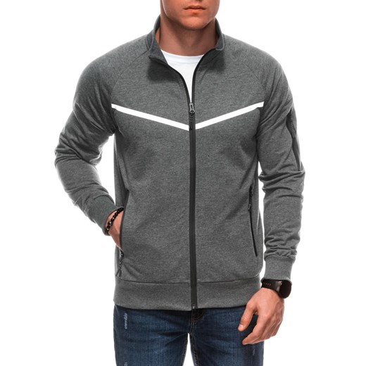Bluza męska rozpinana B1708 - szary ze sklepu Edoti w kategorii Bluzy męskie - zdjęcie 179359111