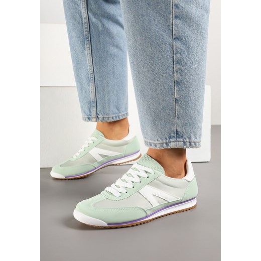 Jasnozielone Sneakersy z Geometrycznym Wzorem Clesanna ze sklepu born2be.pl w kategorii Buty sportowe damskie - zdjęcie 179359794