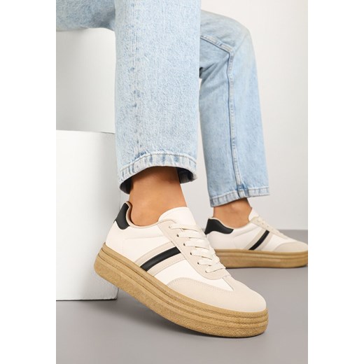 Beżowo-Czarne Sneakersy Kultowe Tenisówki na Grubej Podeszwie Ozdobione Wzorem w Panterkę Gonelis ze sklepu renee.pl w kategorii Buty sportowe damskie - zdjęcie 179360060
