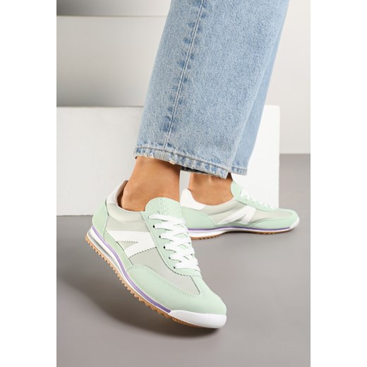 Jasnozielone Sneakersy Ozdobione Geometrycznym Motywem Clevandra ze sklepu renee.pl w kategorii Buty sportowe damskie - zdjęcie 179360300