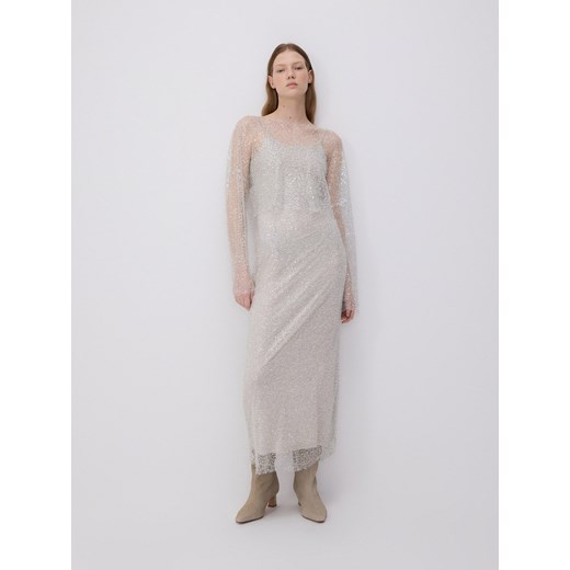 Reserved - Bluzka z metalizowaną nicią - srebrny Reserved M okazja Reserved