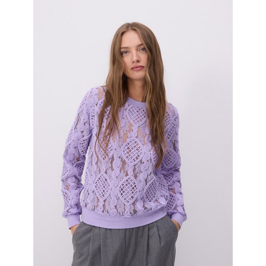 Reserved - Bluzka z haftem - lawendowy ze sklepu Reserved w kategorii Bluzki damskie - zdjęcie 179361001