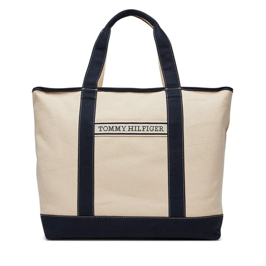 Torebka Tommy Hilfiger Th Summer Canvas Tote AW0AW17421 Beżowy Tommy Hilfiger one size eobuwie.pl