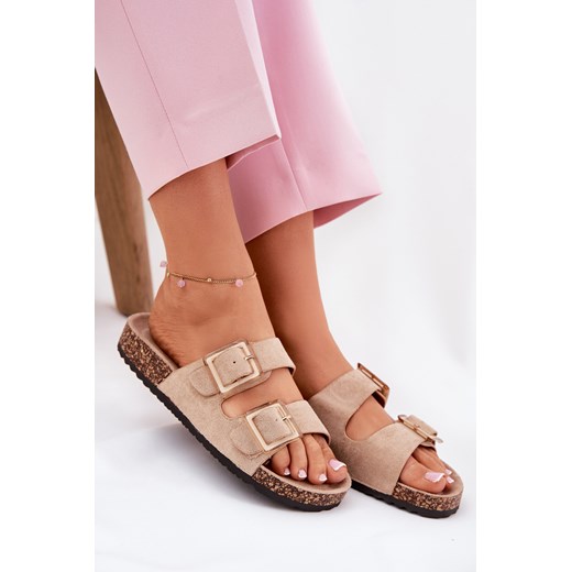 Damskie Klapki Na Korkowej Podeszwie Klamry Beżowe Sercele Boto 36 ZAZOO