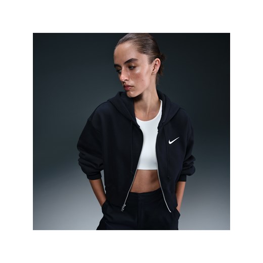 Damska bluza z kapturem o luźnym skróconym kroju z zamkiem na całej długości Nike XL (EU 48-50) Nike poland